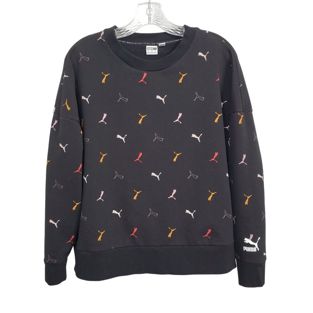 Puma Womens Size XL Sweatshirt Graphic Logo Multi All Over Print Relaxed Fit - Picture 2 of 10